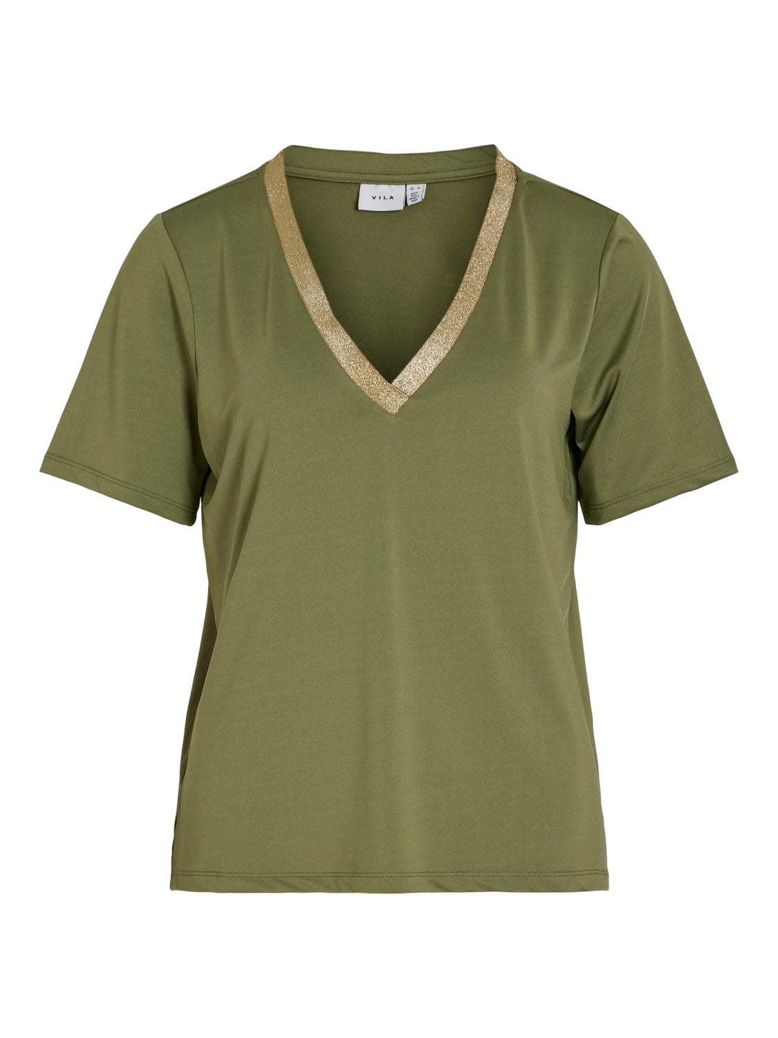 Hekla V-Neck Top (Oil Green/Glitter)