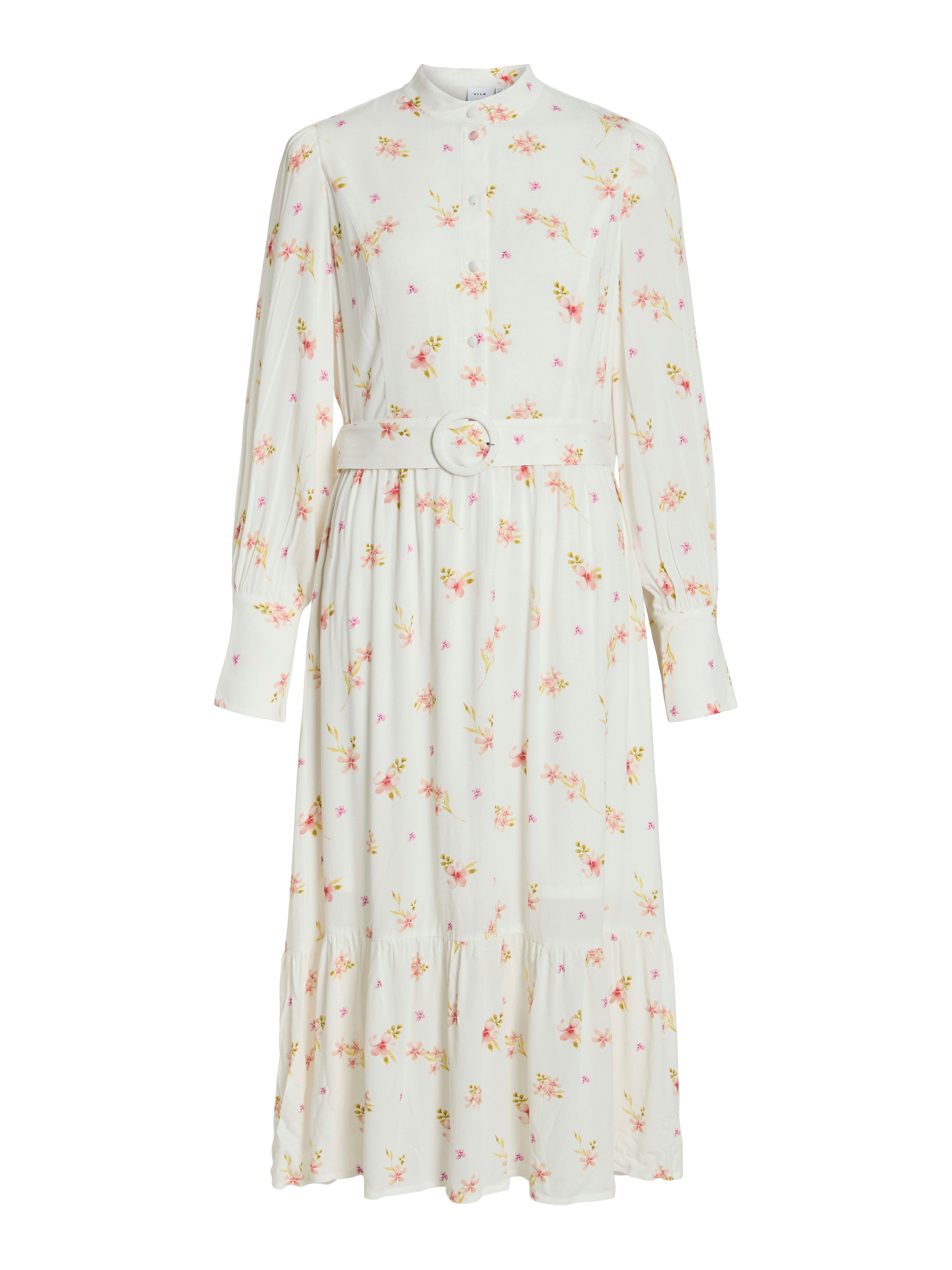 Nella Long Sleeve Midi Dress (Birch/Light Flower)