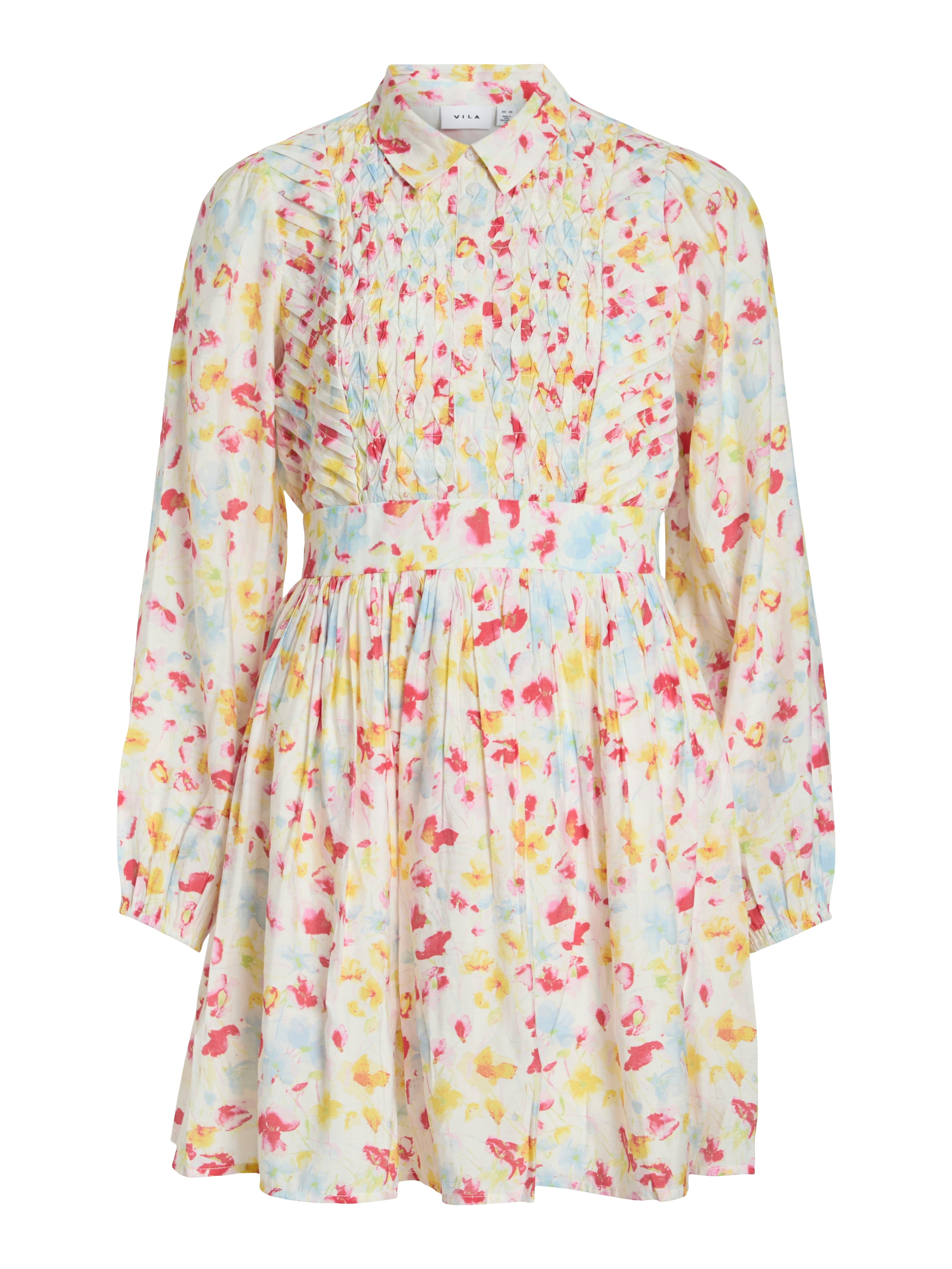Vivian Long Sleeve Mini Dress (Snow White/Multi)