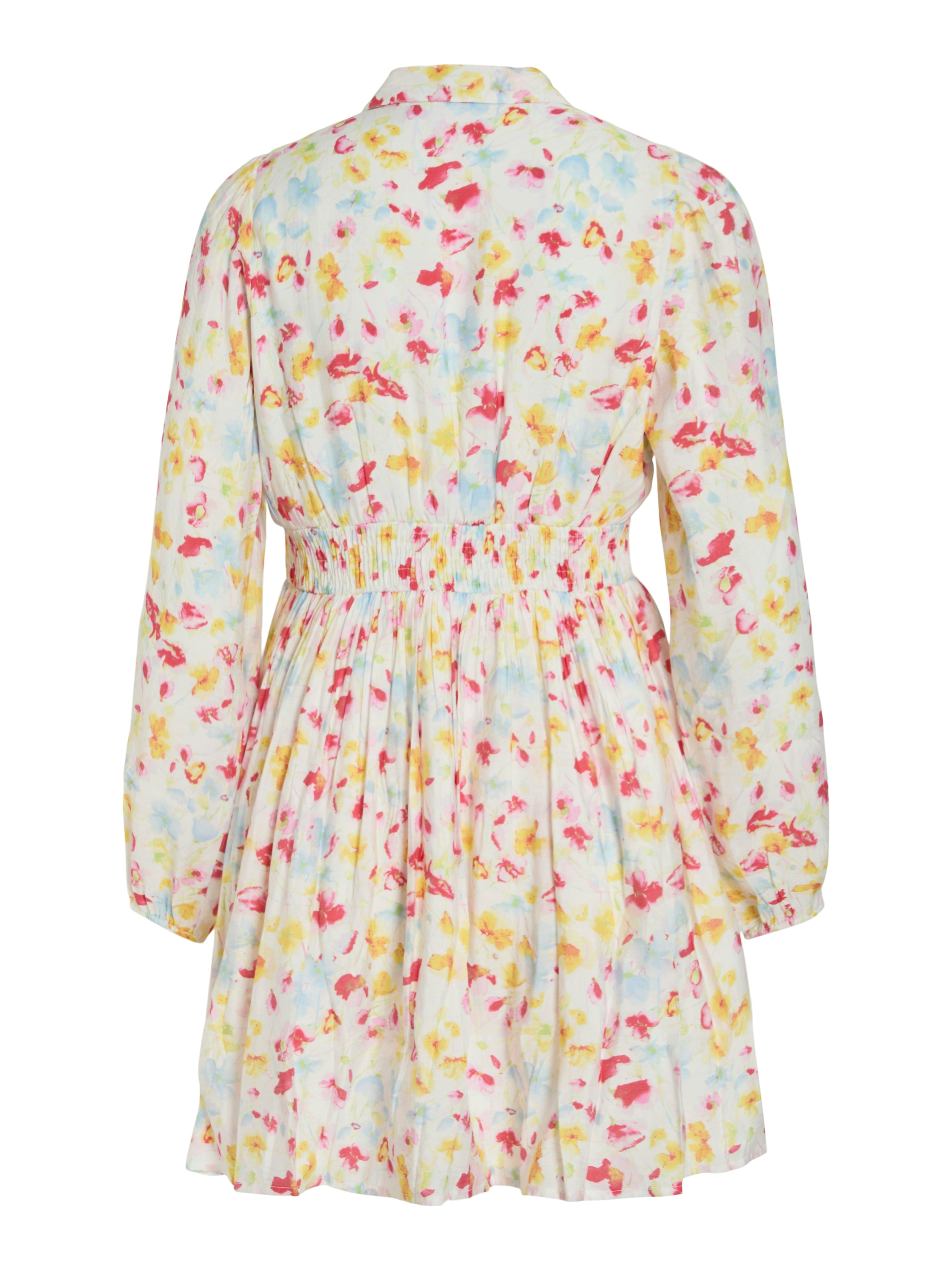 Vivian Long Sleeve Mini Dress (Snow White/Multi)