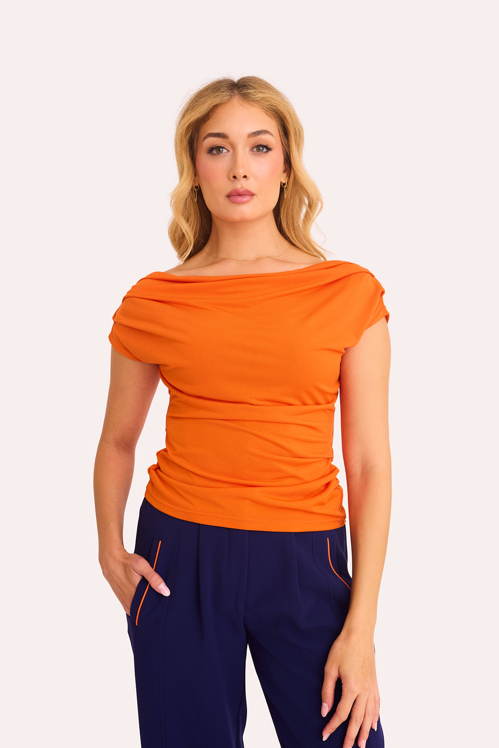 Luma Cowl Neck Top (Coral)