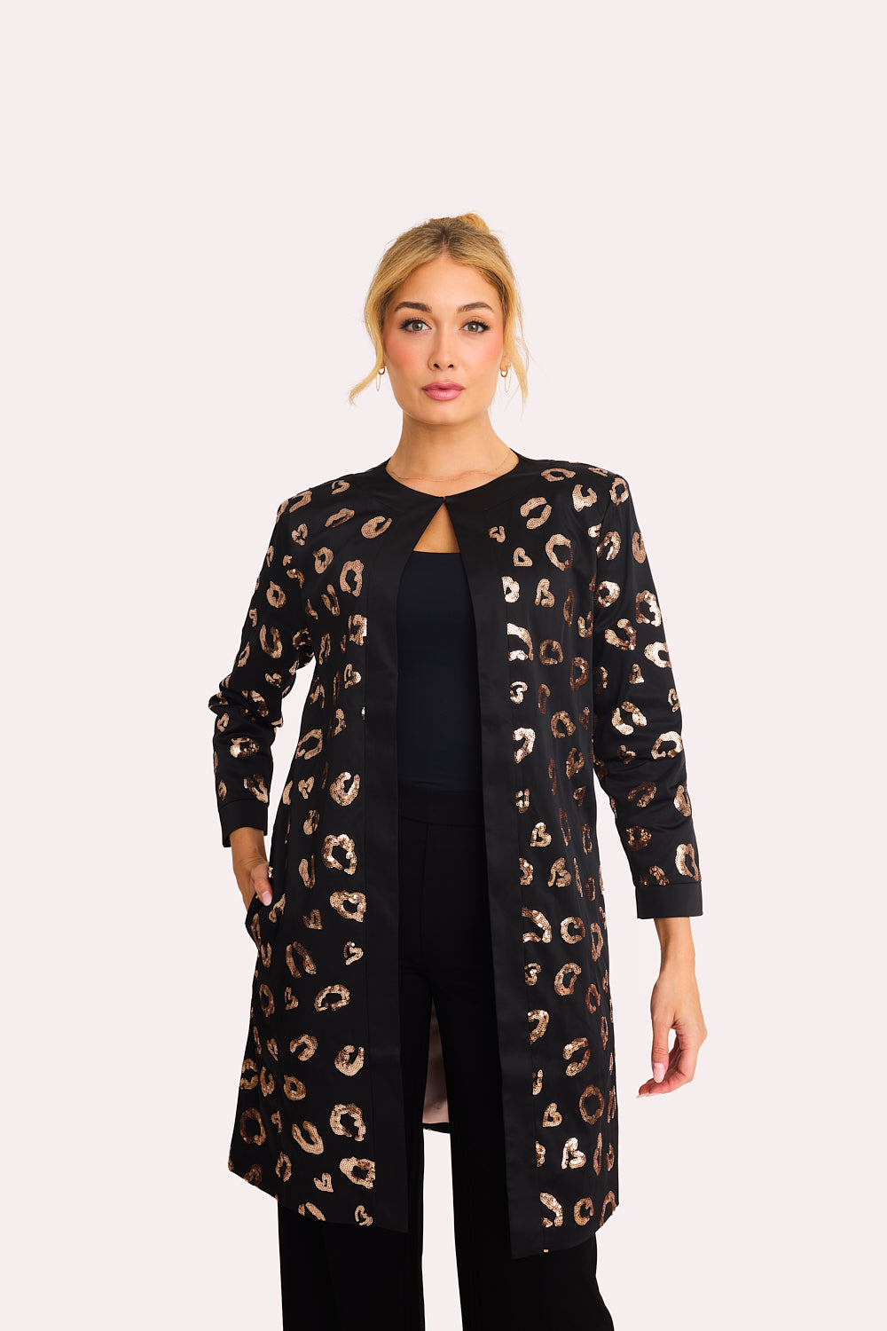 Eclipse Embellished Dress Coat (Black)