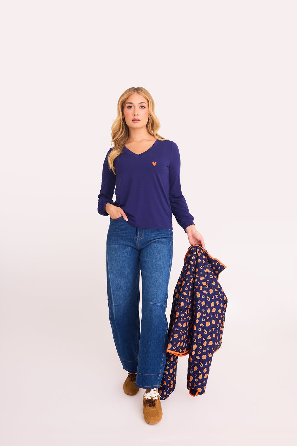 Opal V-Neck Top (Navy)