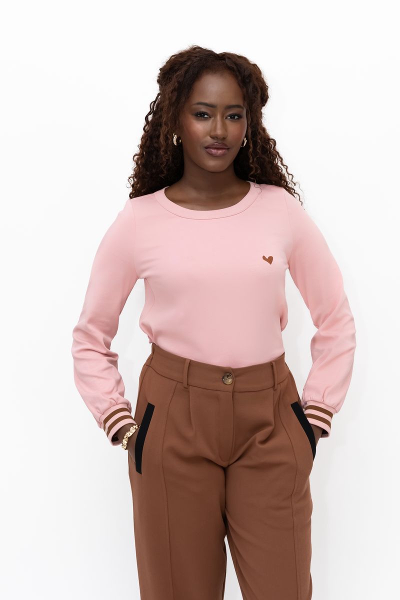 Lumen Long Sleeve Scoop Neck Top (Pink)