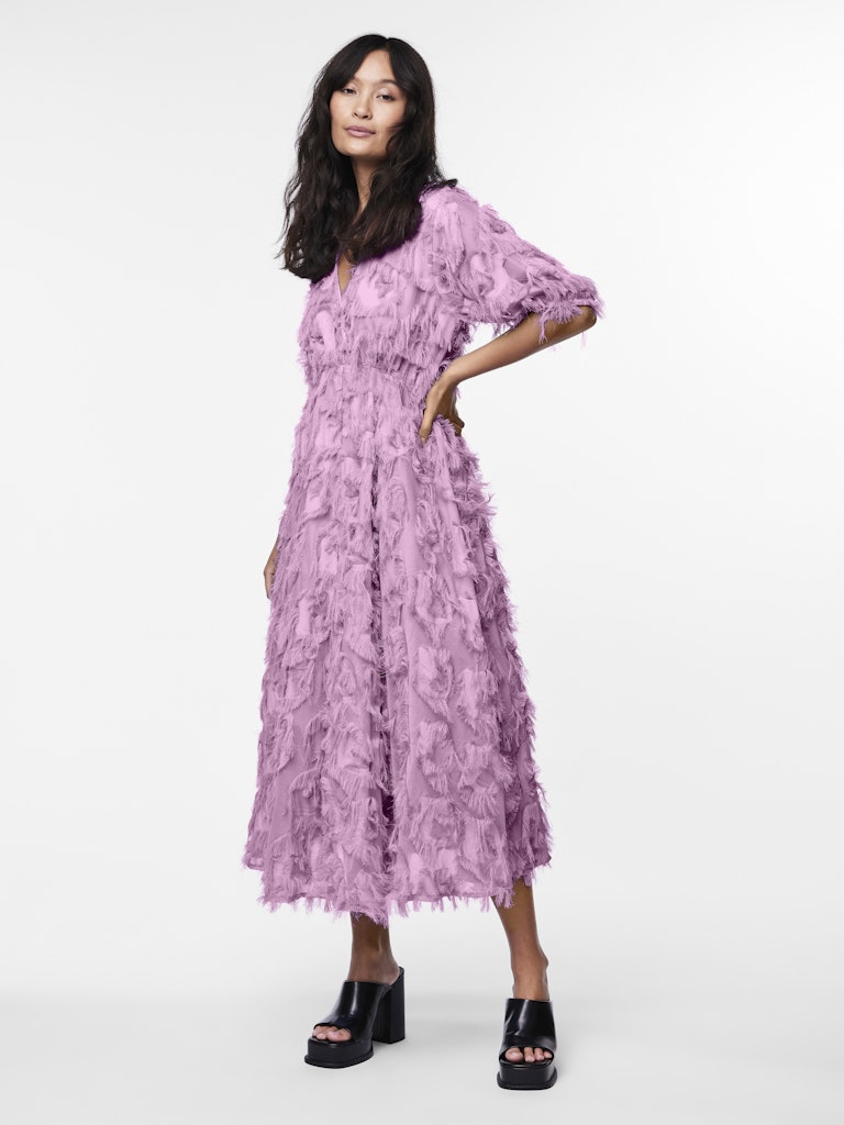 Liza Fringed Midi Dress (Pastel Lavender)
