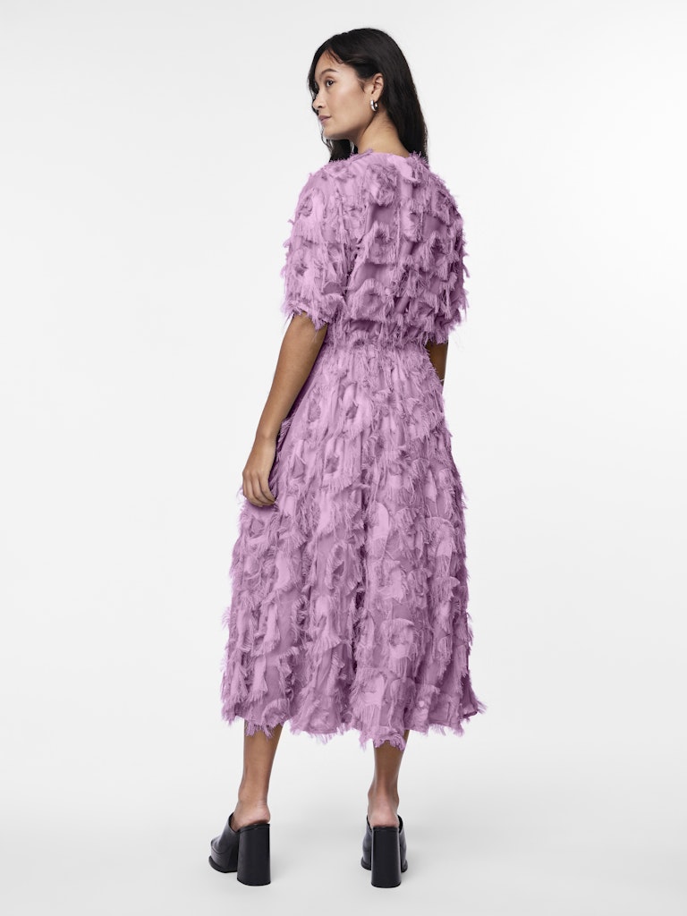 Liza Fringed Midi Dress (Pastel Lavender)