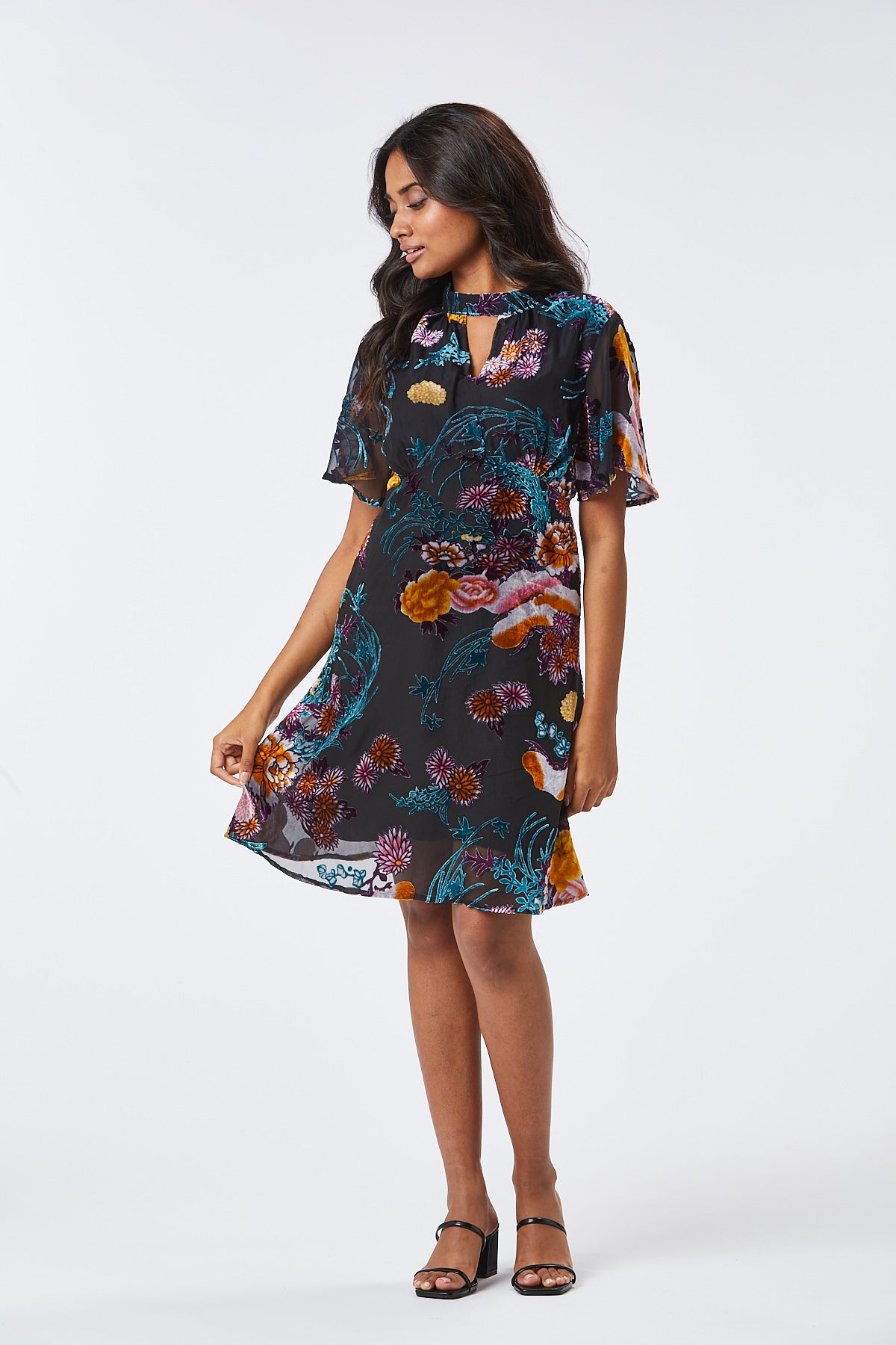 FILY VELVET SHORT DRESS (PINK FLORAL)