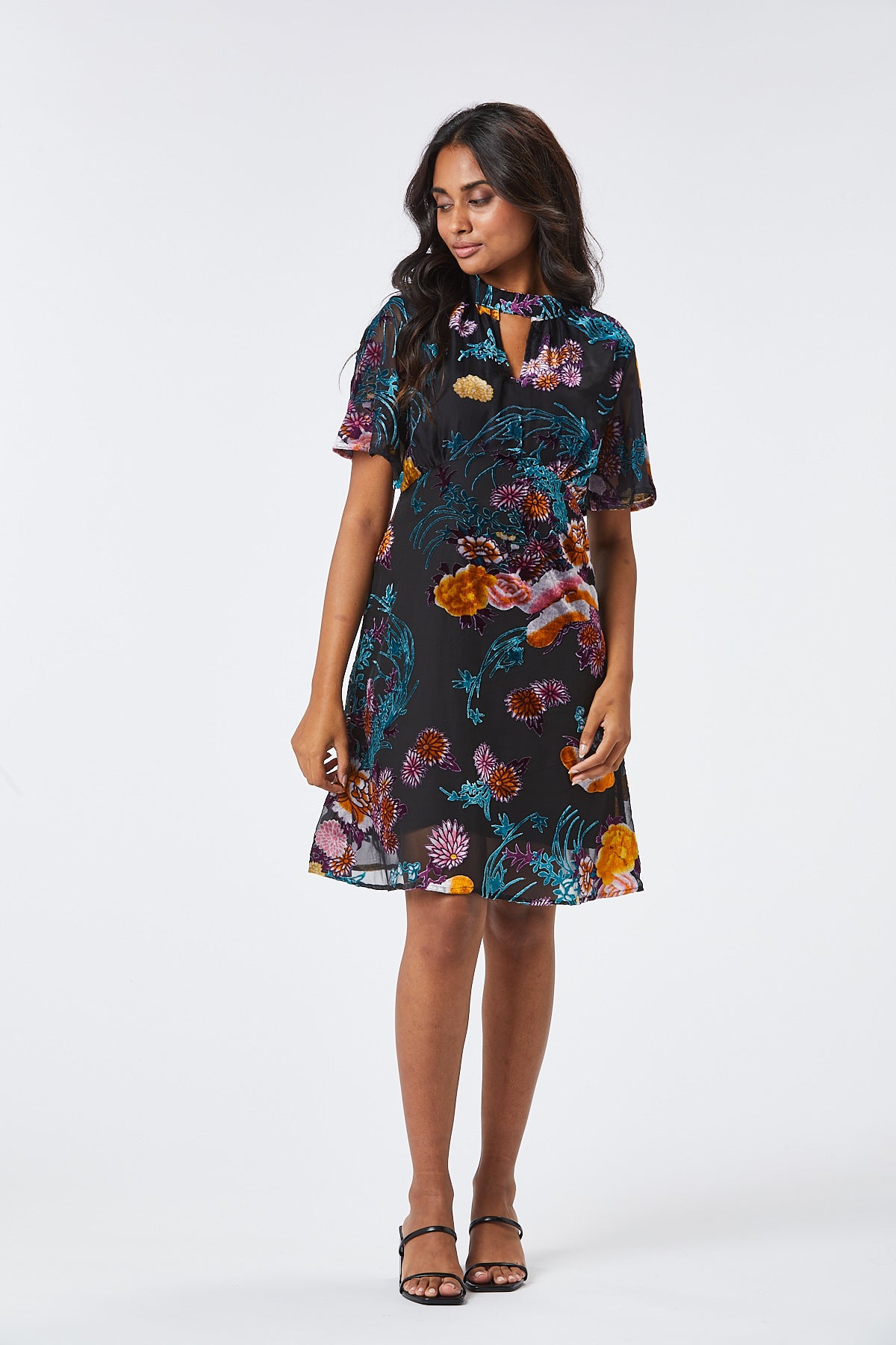 FILY VELVET SHORT DRESS (PINK FLORAL)