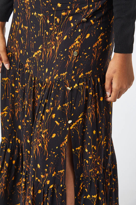 LIDY MIDI SKIRT (BLACK/RUST)
