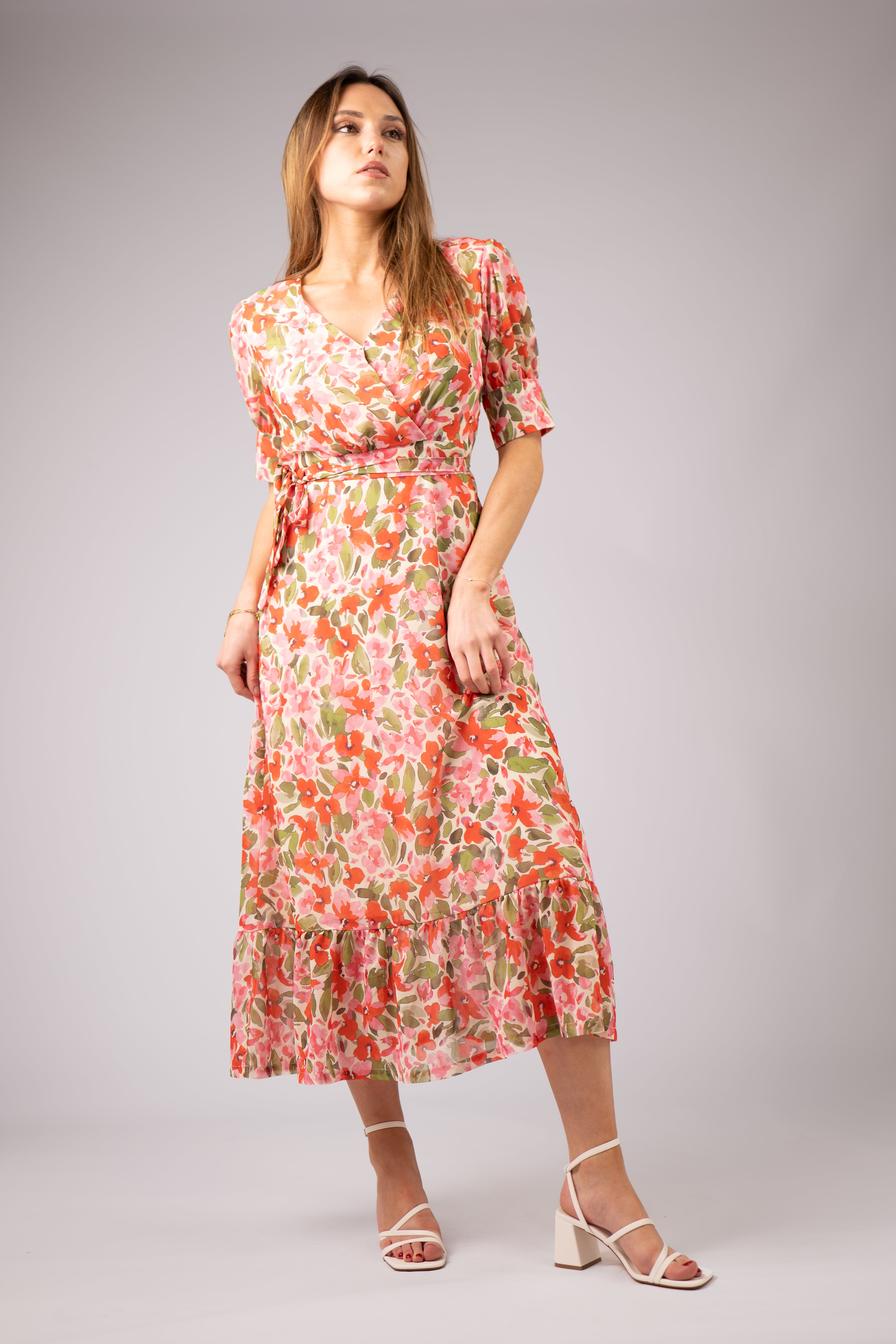 fleur long sleeve wrap dress Long Sleeve Floral Wrap Dress