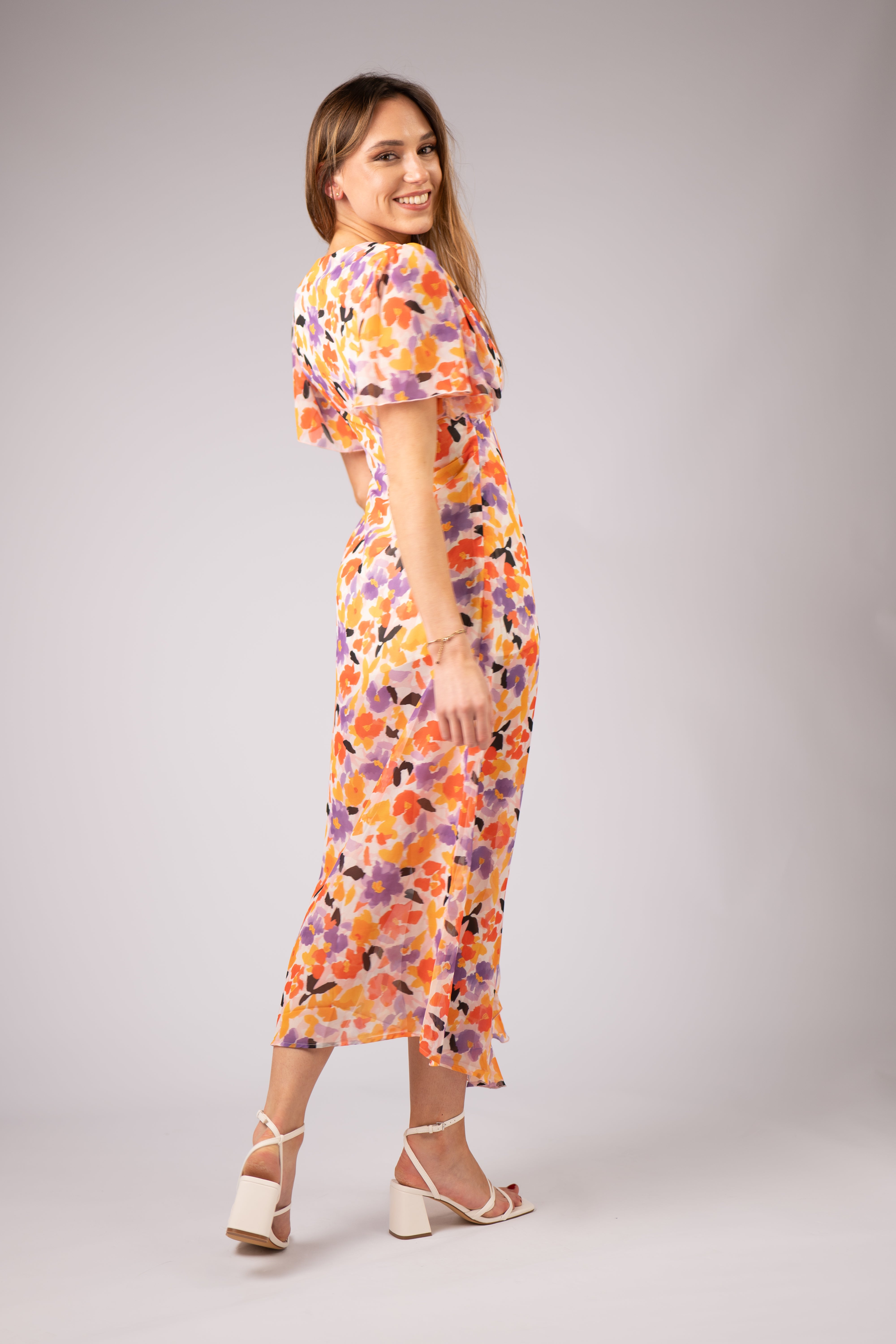 LEANA LONG DRESS (PURPLE/ORANGE)