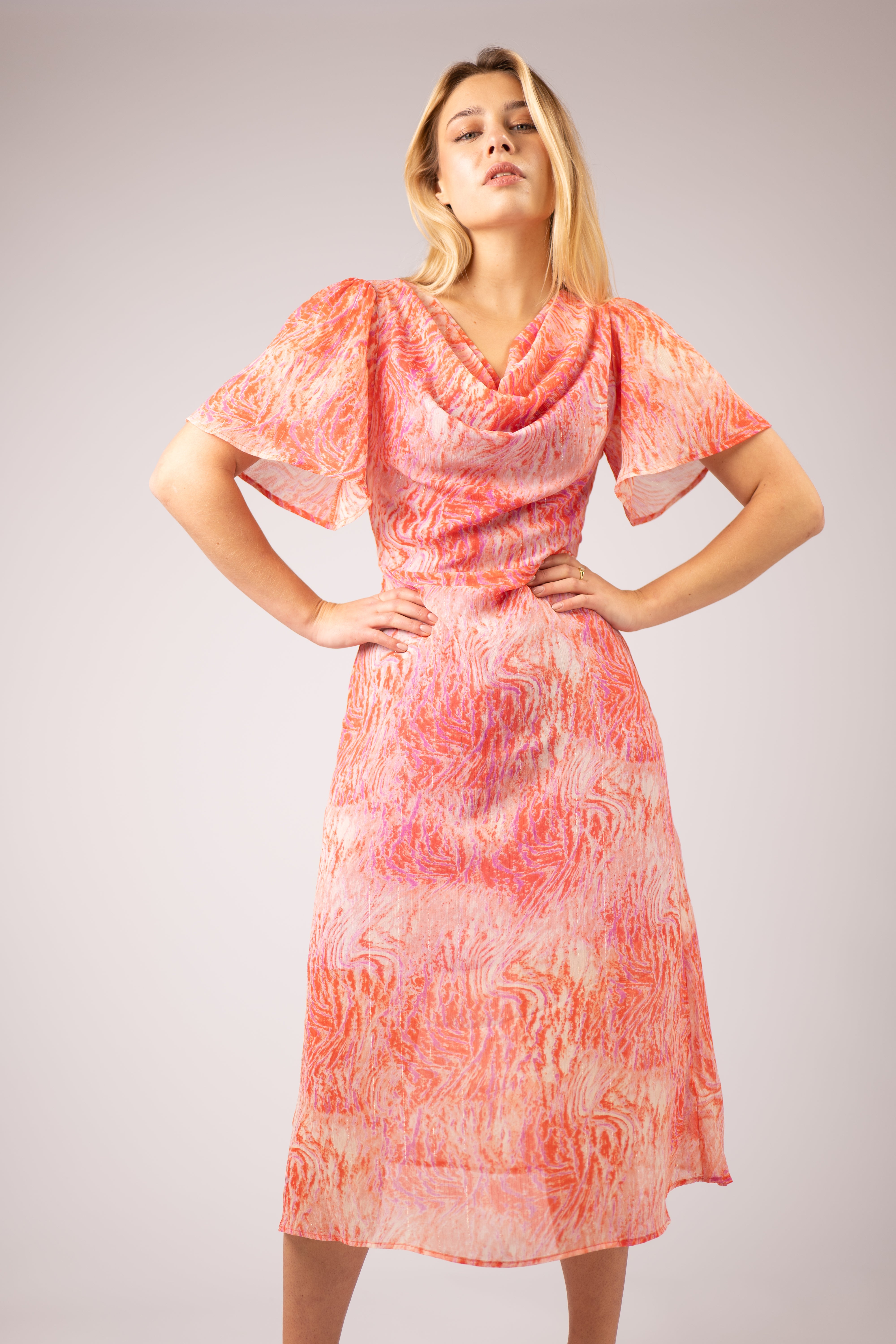 MIMI LONG COWL NECK DRESS (PINK)