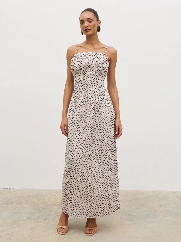Zaria Maxi Dress (Cream/Brown)