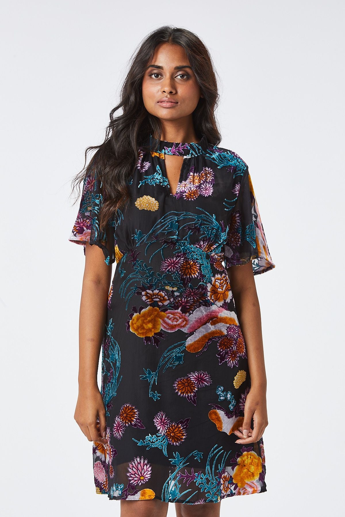 FILY VELVET SHORT DRESS (PINK FLORAL)