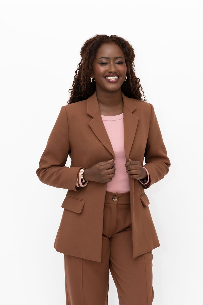 Cosma Detachable Hooded Blazer (Brown)