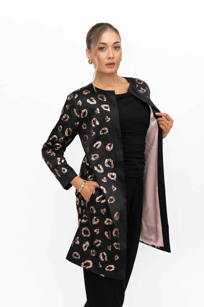 Eclipse Embellished Dress Coat (Black)