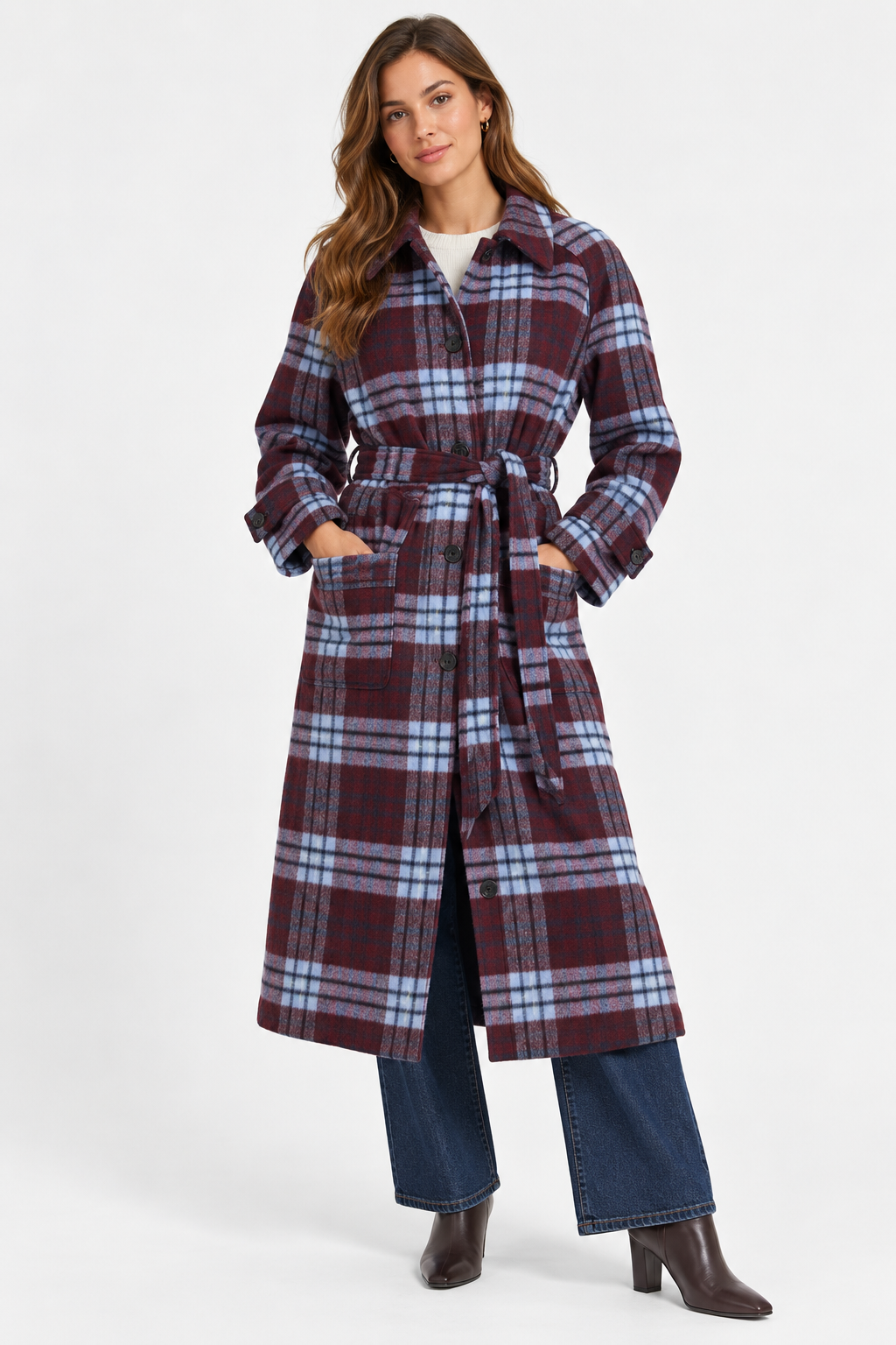 Anya Coat (Brunnera Blue/Check)