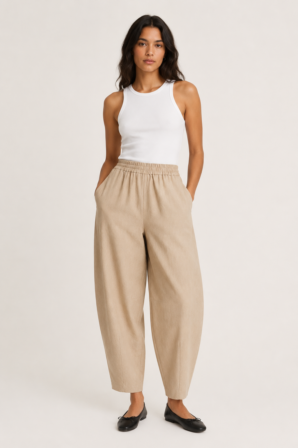Mona Barrel Pants (Natural Melange)