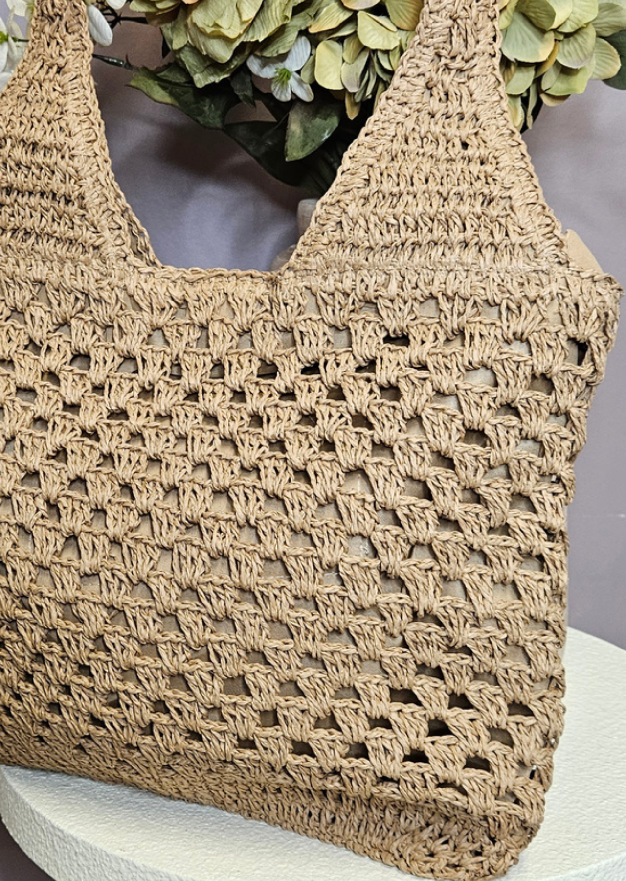 Jenna Straw Holdall Bag (Taupe)