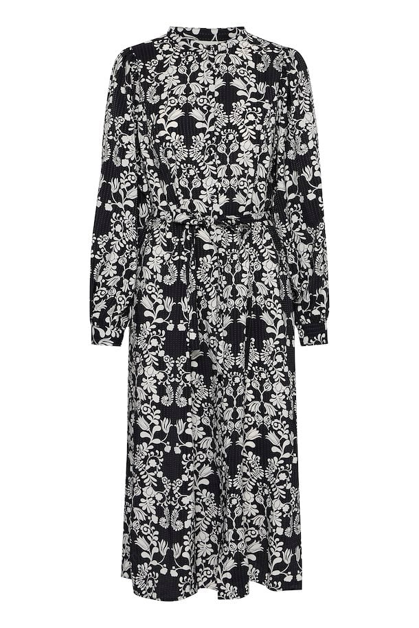 Cina Midi Dress (Black Flower)