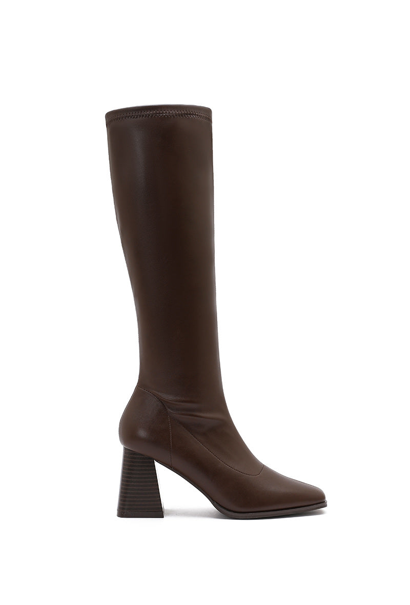 Jane Knee High Boots (Brown)