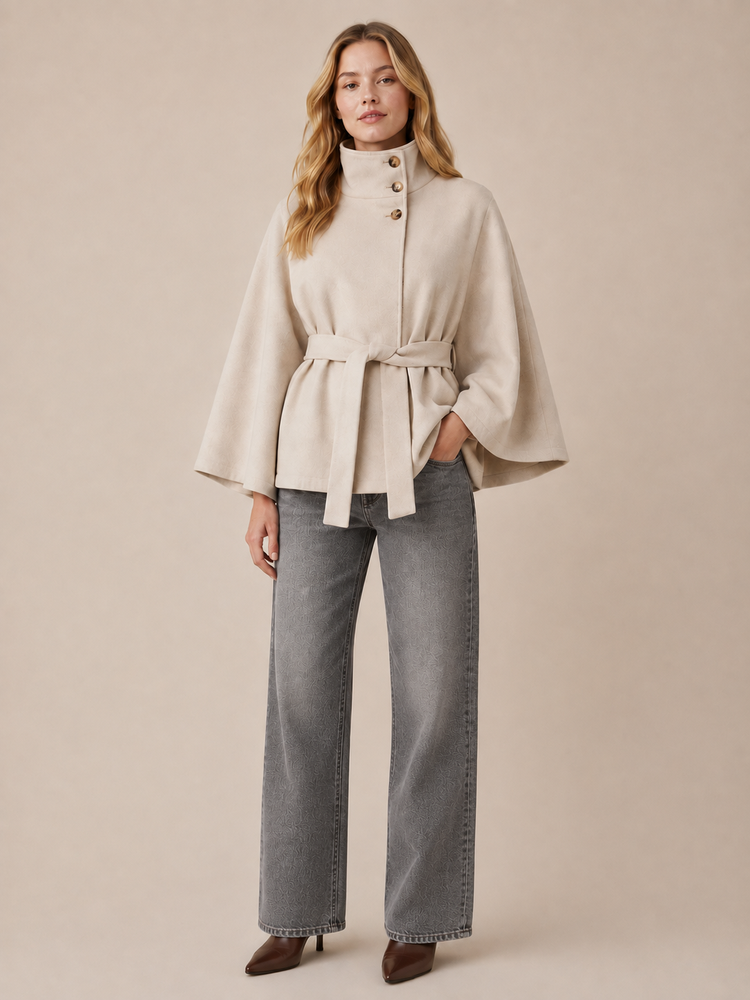 Katelyn Cape Jacket (Greige)