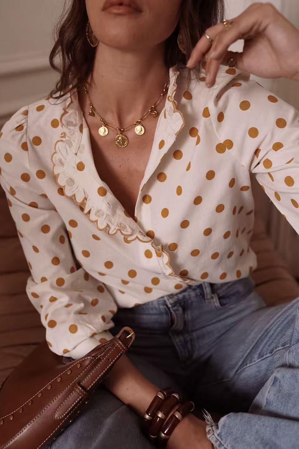 Clara Blouse (Cream/Mustard)