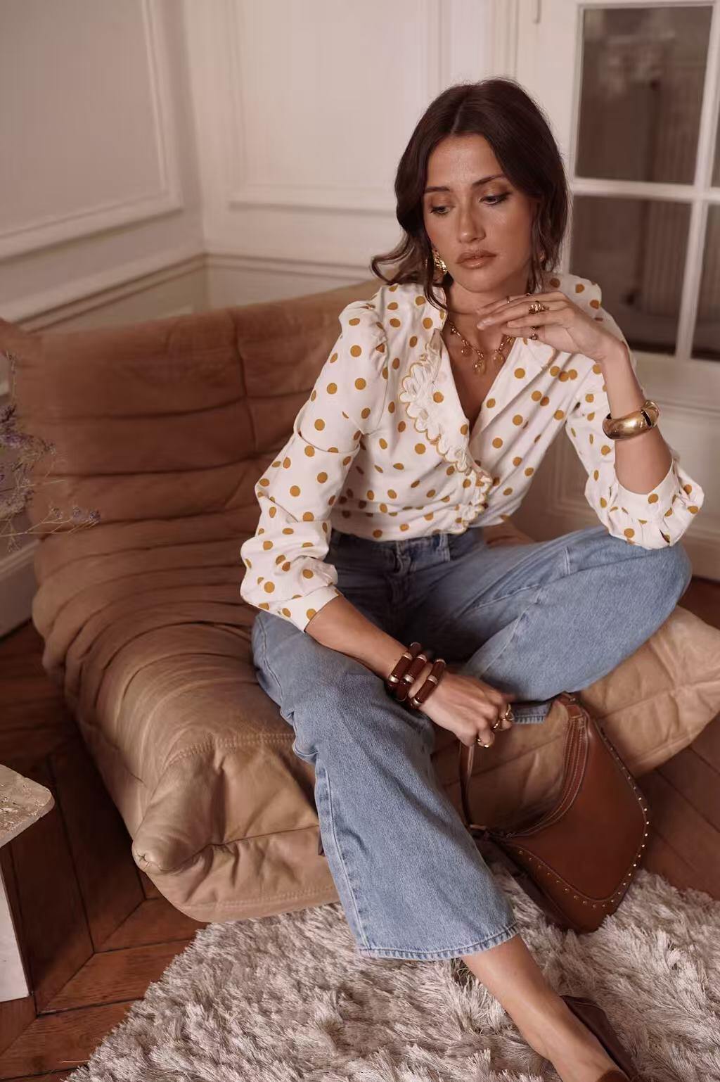 Clara Blouse (Cream/Mustard)