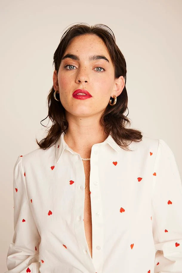 Sanaz Shirt (Cloud Dancer/Orange Heart)