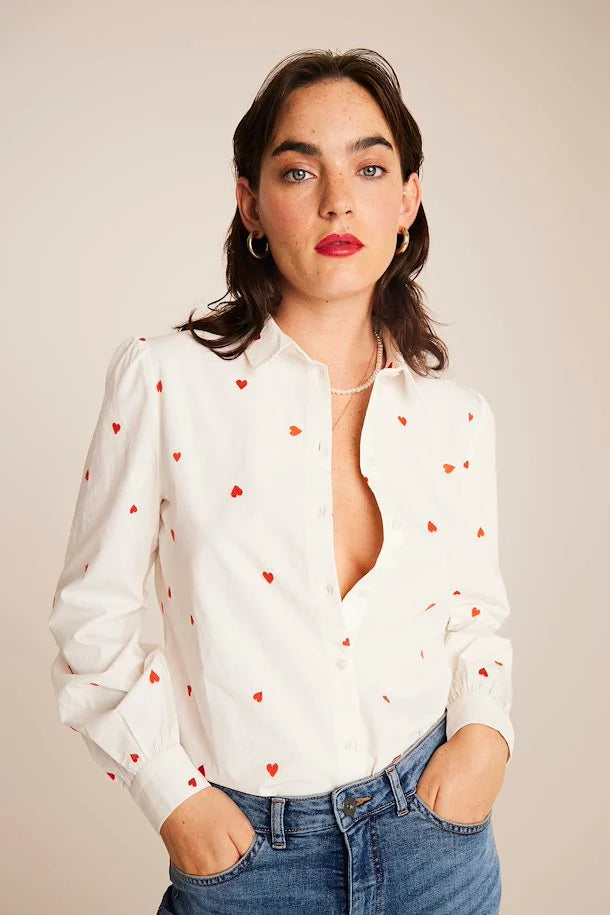 Sanaz Shirt (Cloud Dancer/Orange Heart)