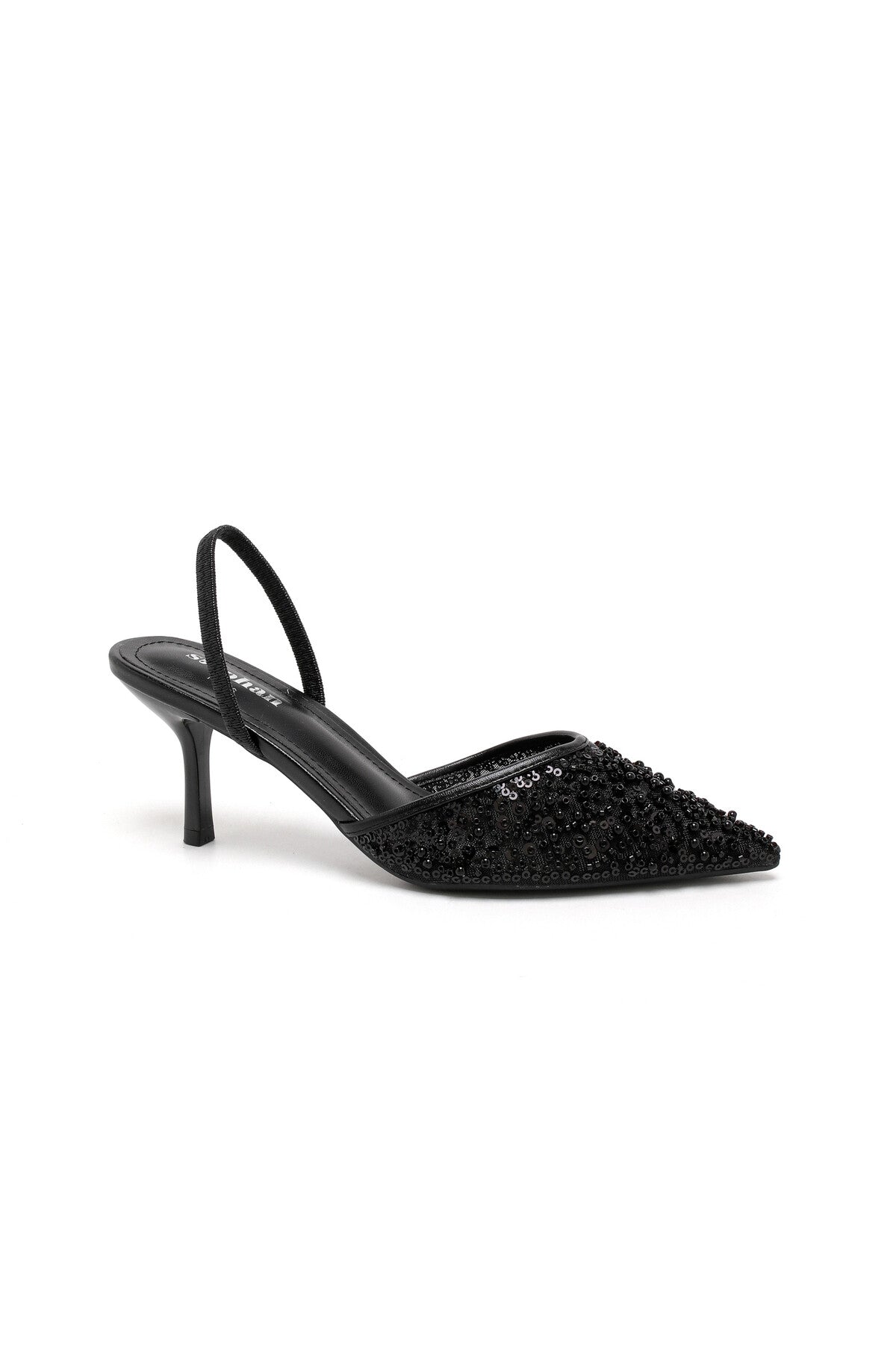 Lynn Sequin Slingbacks (Black)