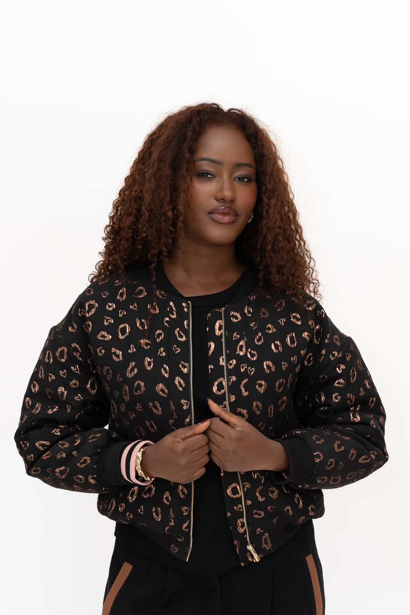 Lyra Quilted Bomber Jacket (Black)