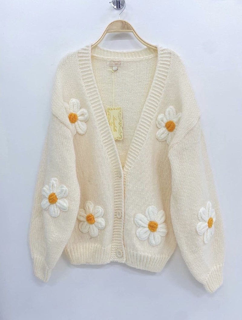 Daisy Cardigan (White/Yellow)