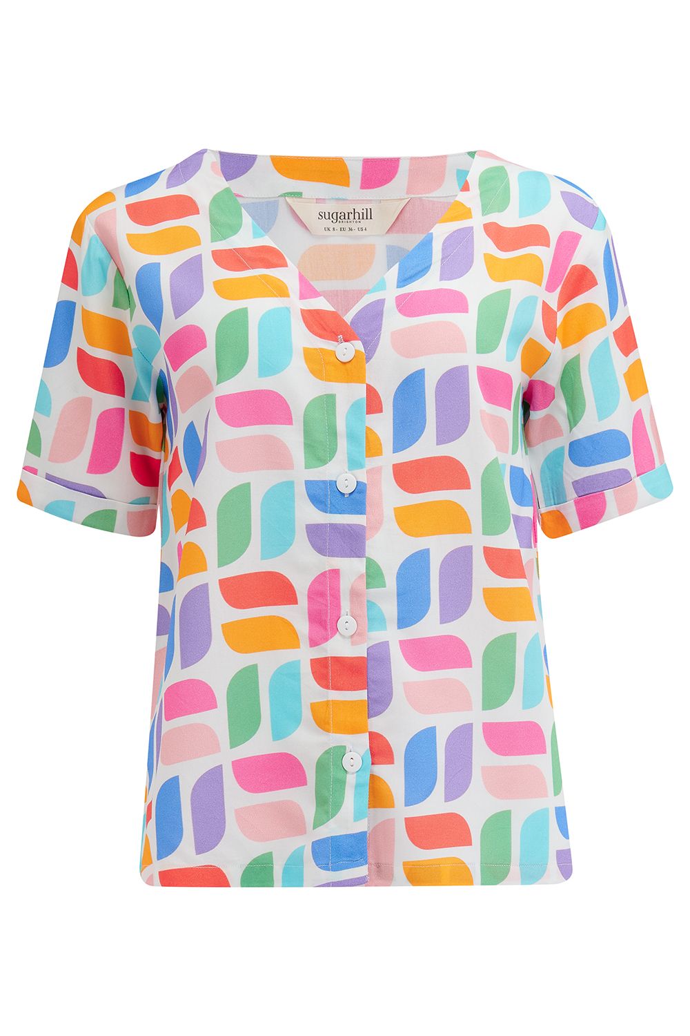 Hatty Shirt (Off White/Curved Geometric)