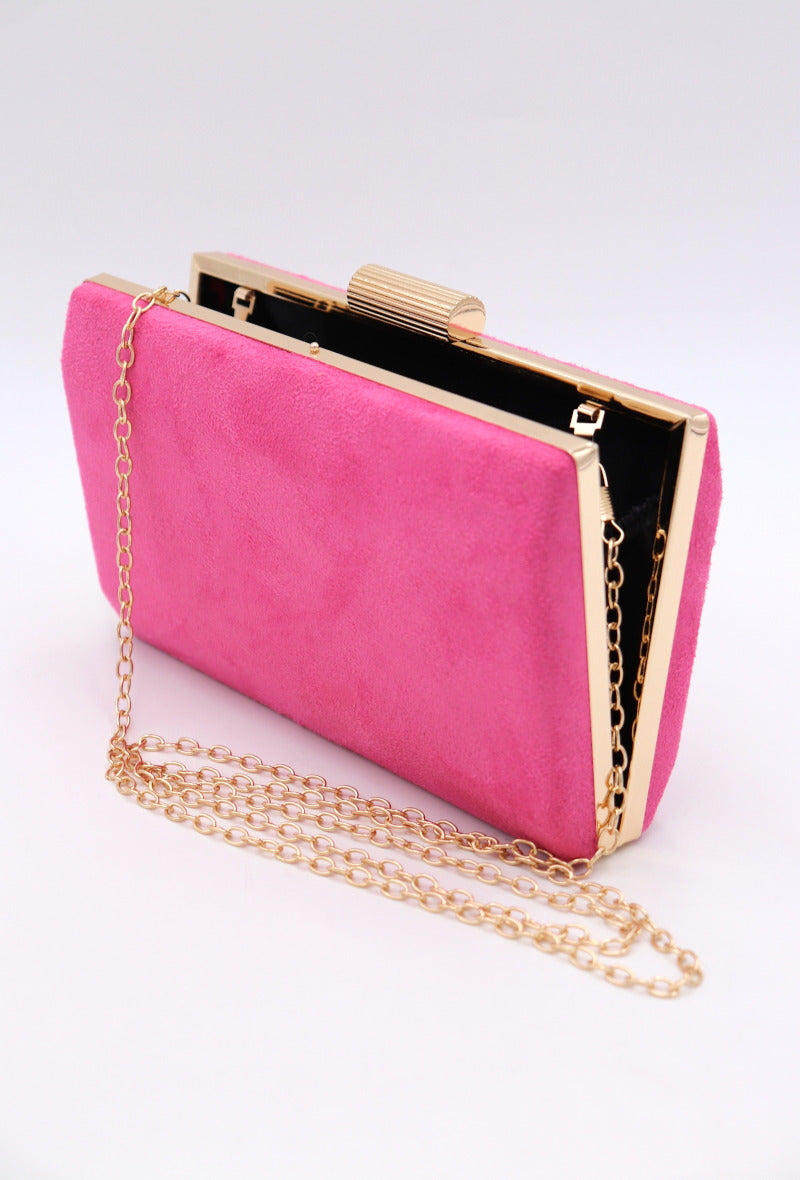 Annika Suede Clutch (Fuchsia)