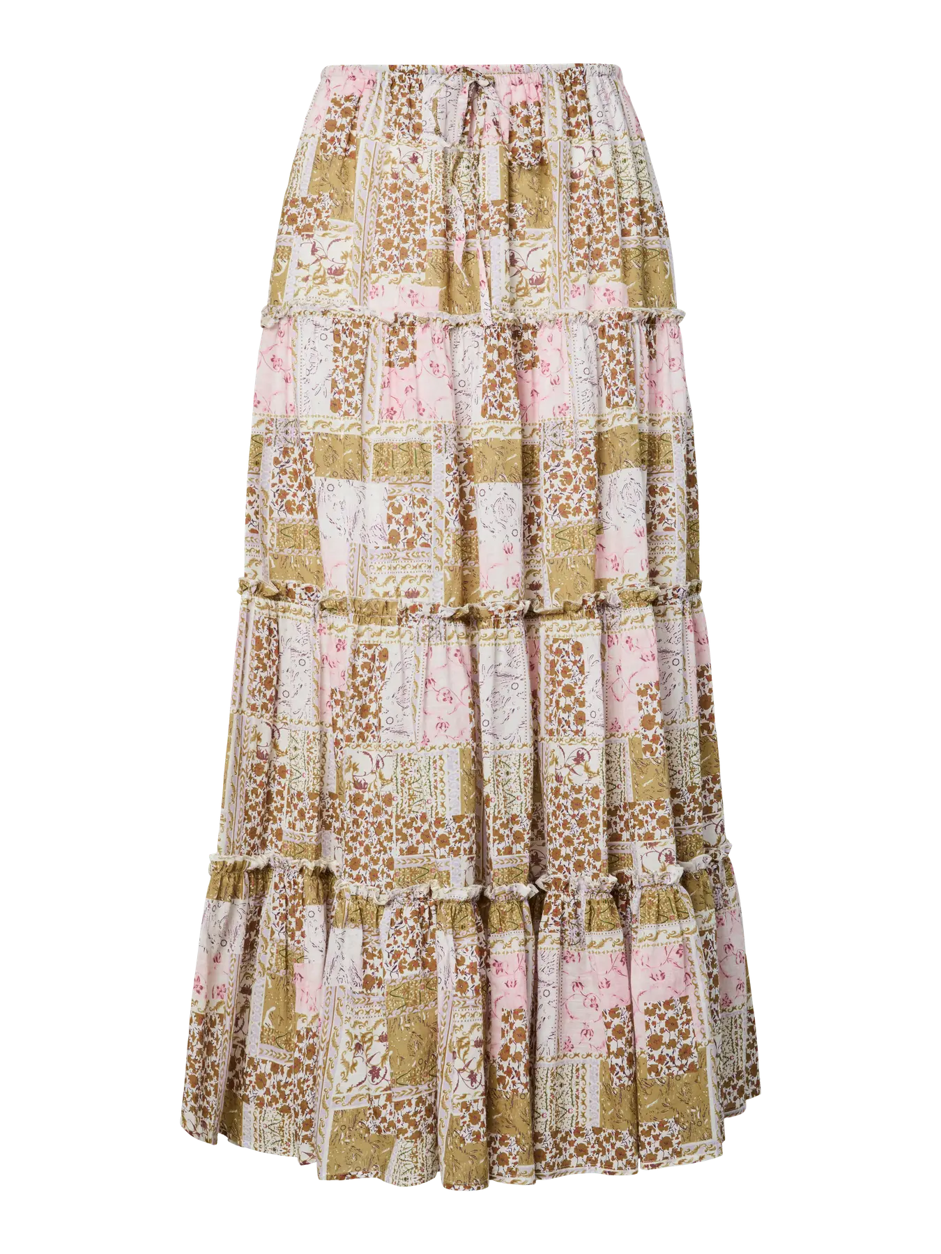 Lori Maxi Skirt (Olive/Pink)