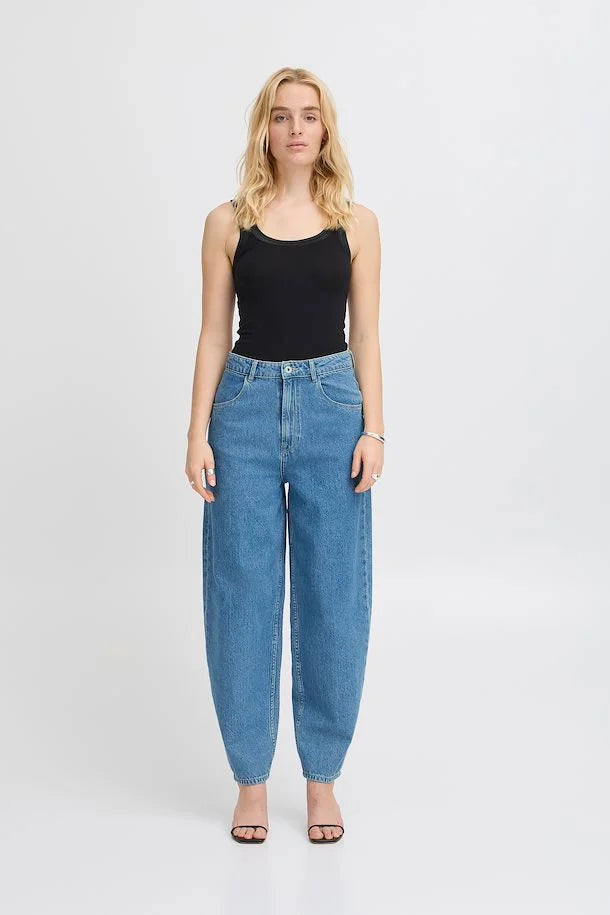 Bailey Barrel leg Jeans (Medium Blue Washed)