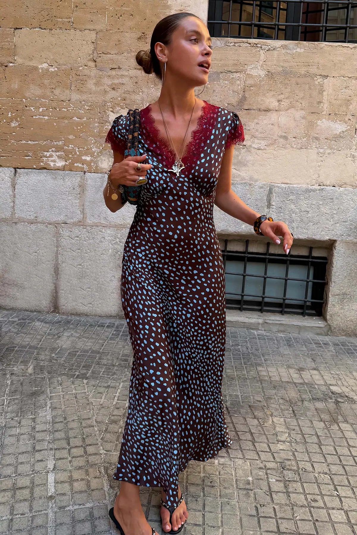 Olivia Maxi Dress (Chocolate/Blue)