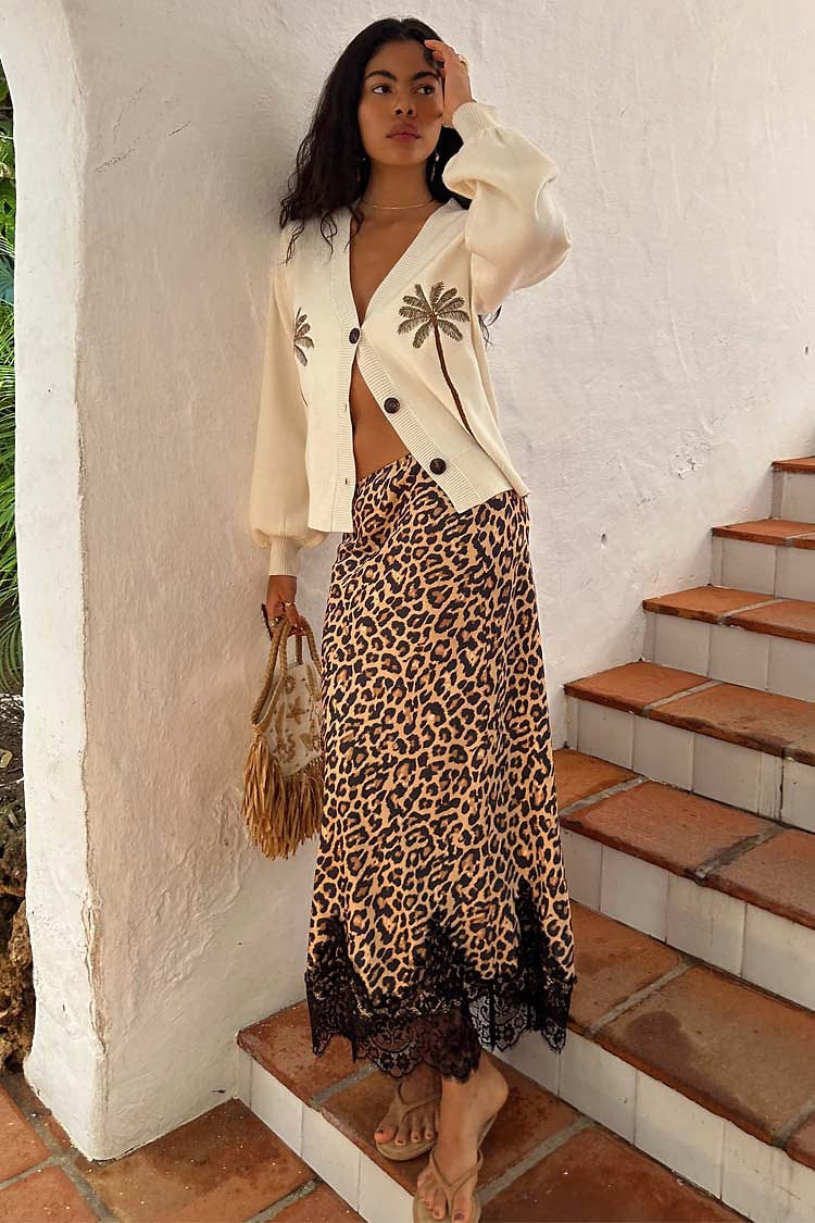 Maeva Midi Skirt (Leopard Lace)