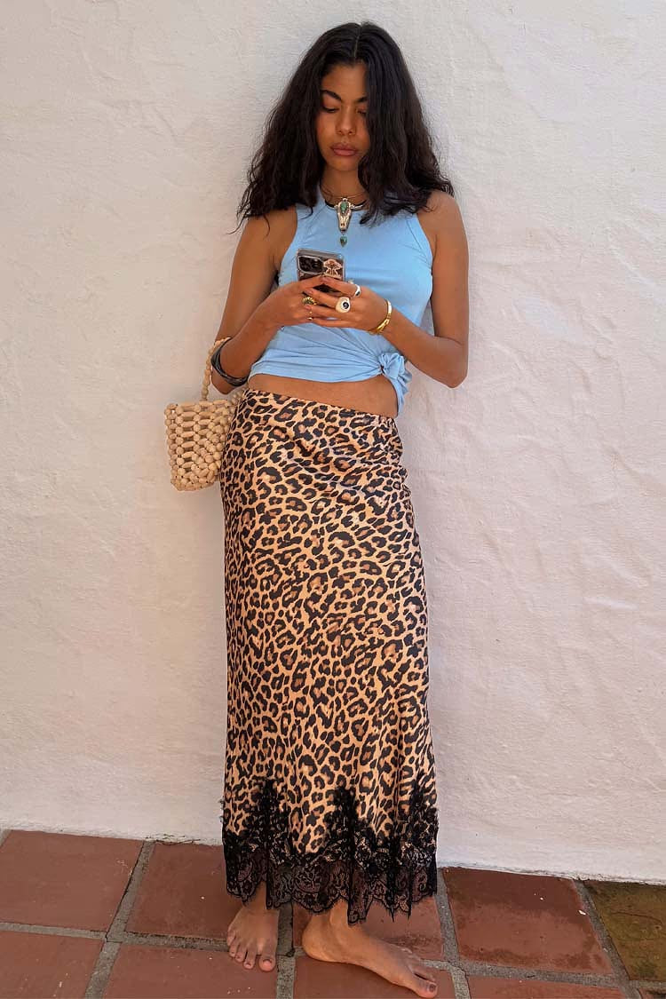 Maeva Midi Skirt (Leopard Lace)