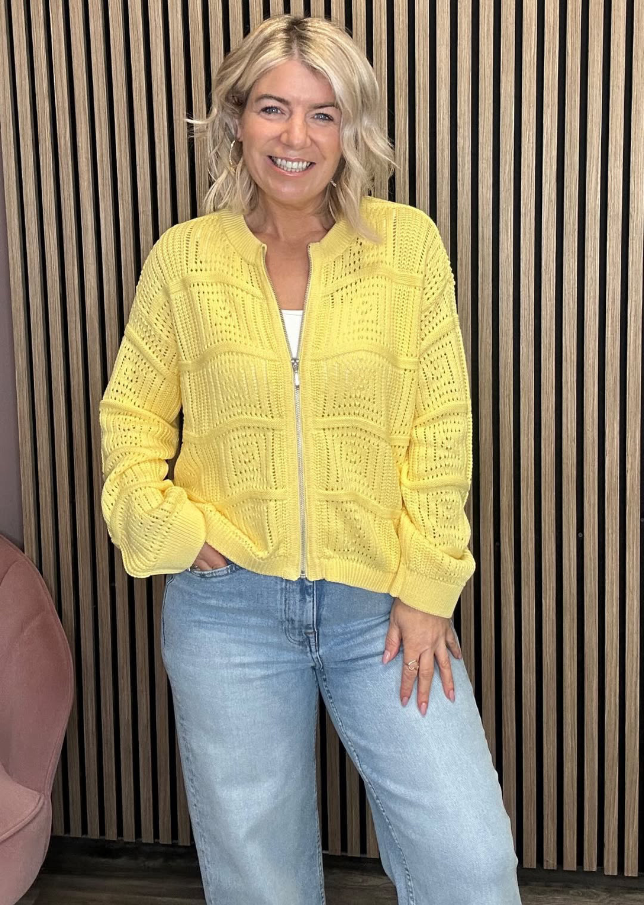 Tasmin Zipped Cardigan (Pale Banana)