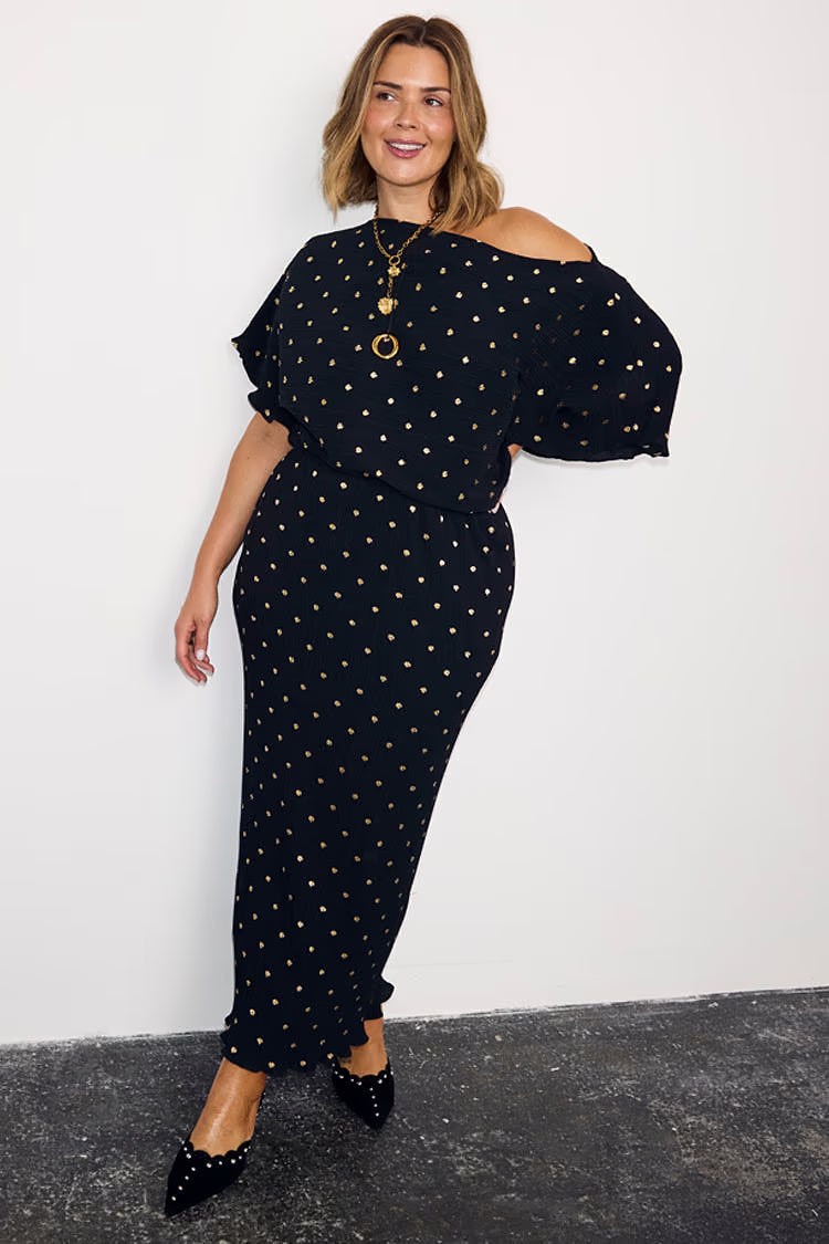 Tilly Dress (Black/Gold Foil)