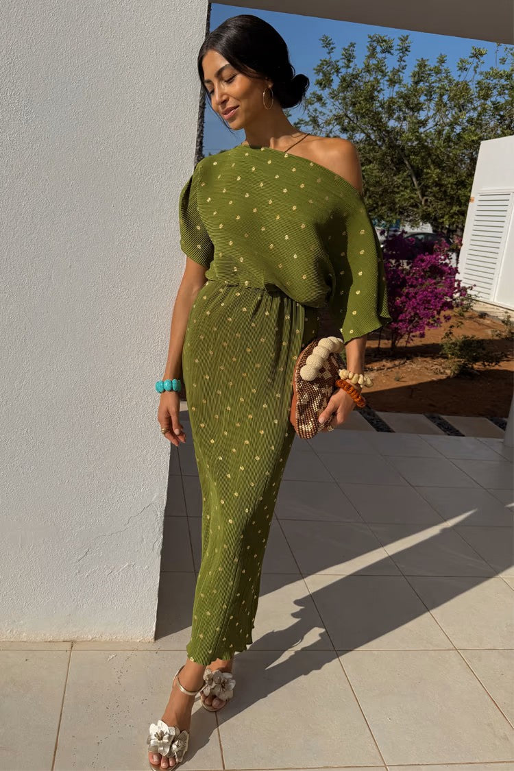 Khaki Plisse Tilly Dress (Green)