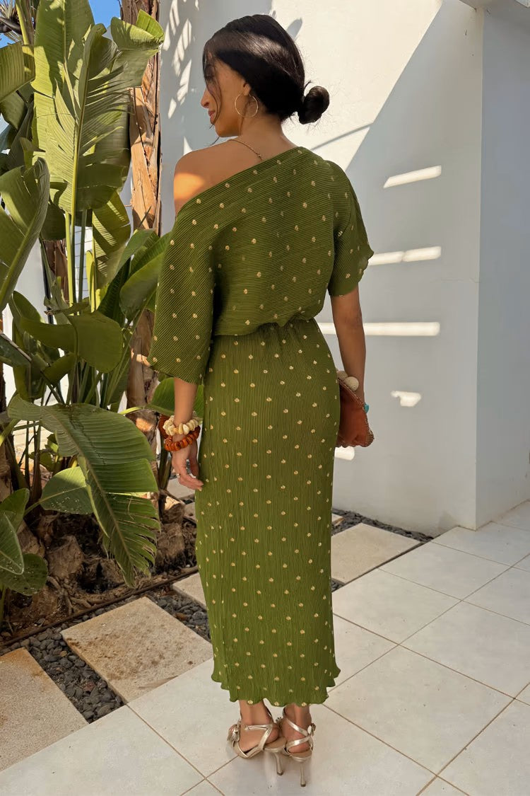 Khaki Plisse Tilly Dress (Green)