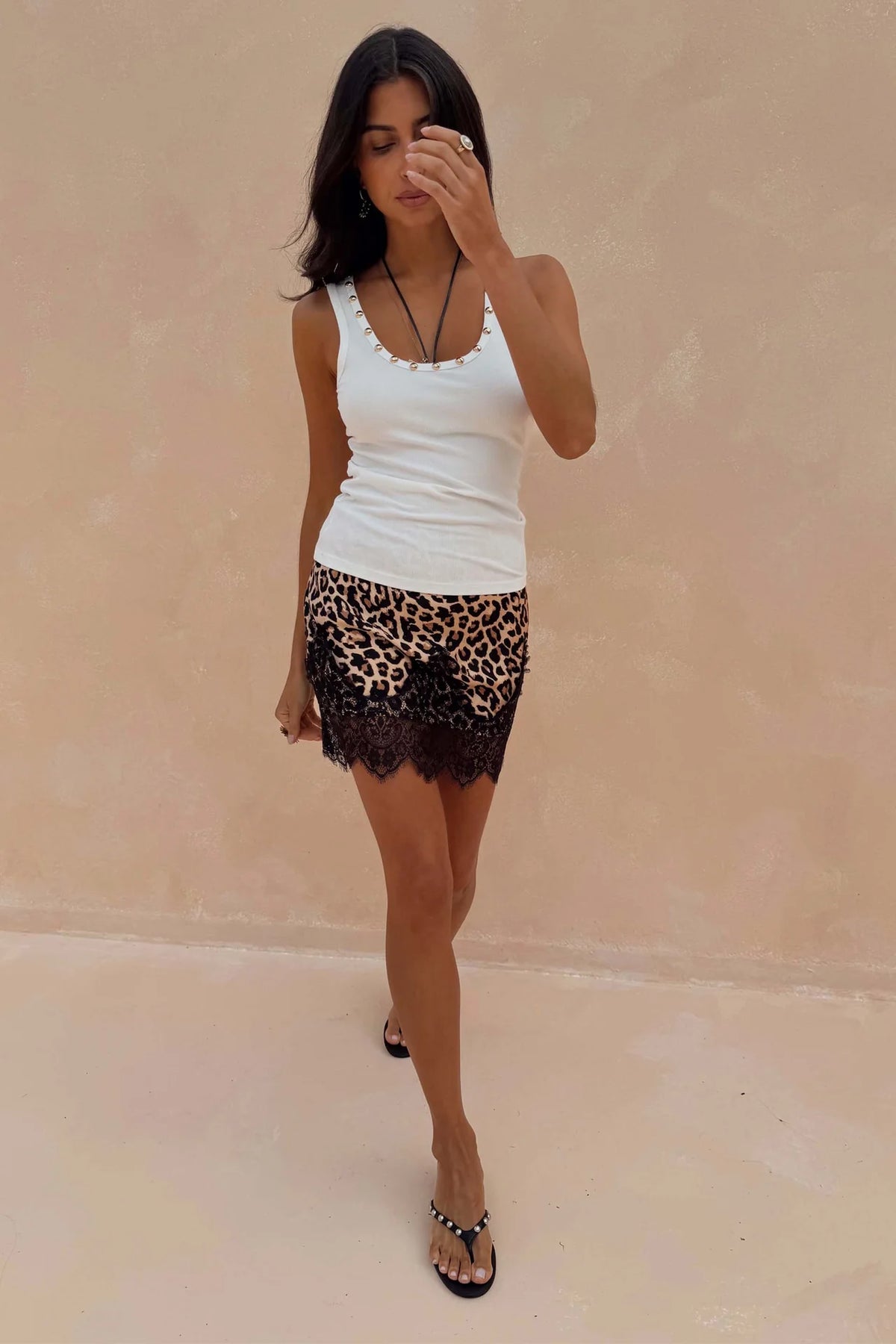 Maeva Mini Skirt (Leopard Lace)