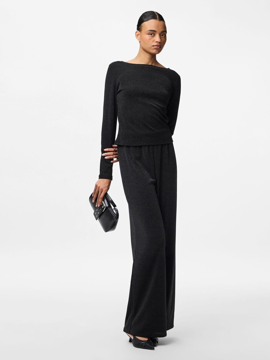 Ana Glitter Wide Leg Pants (Black/Black Lure)