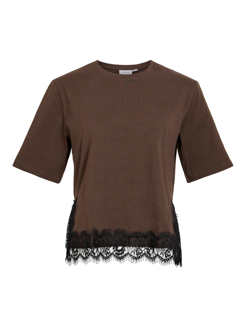 Delia Lace T-Shirt (Coffee Bean/Black)