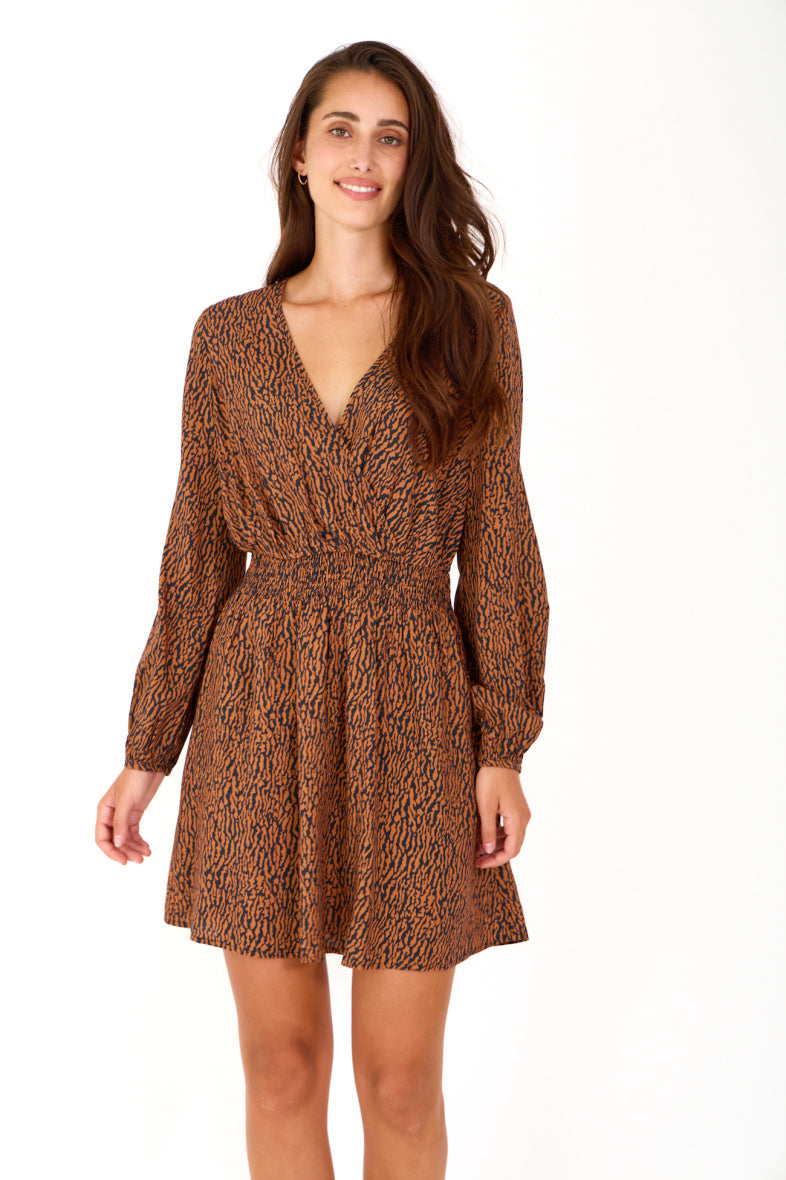 Emma Mini Dress (Black/Terracotta)