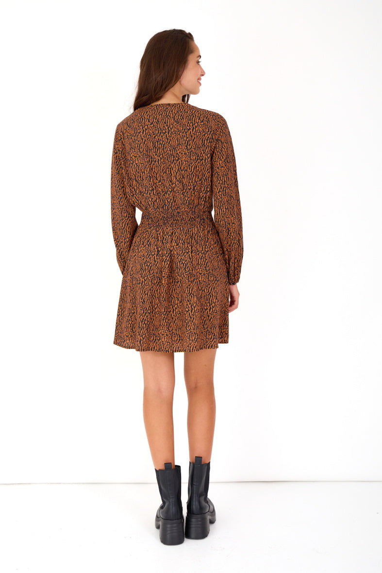 Emma Mini Dress (Black/Terracotta)