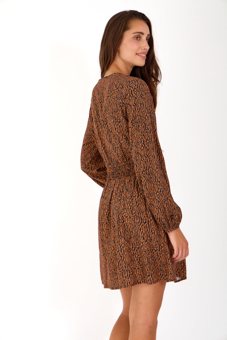 Emma Mini Dress (Black/Terracotta)